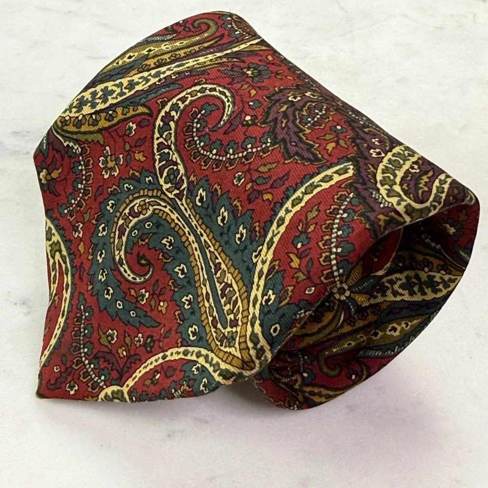 Coach Tie Mens OS Red Paisley Italian Silk Classic Professional